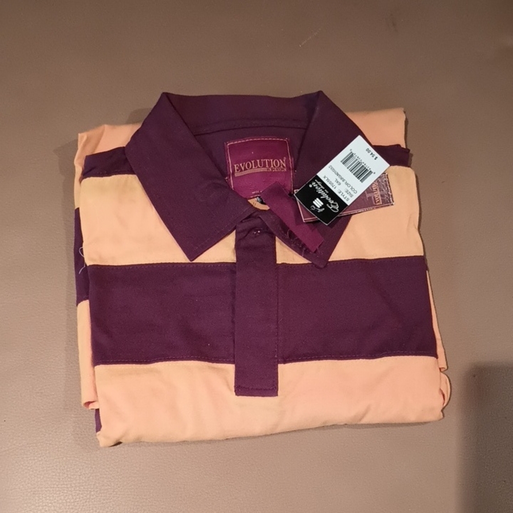 Revolution Men's Polo with Purple and Peach Stripes